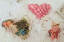 💖3 Vintage Herzen (Set 3 Stück)  mit Engel / Karo  8 cm   ✰ Tilda Art ✰