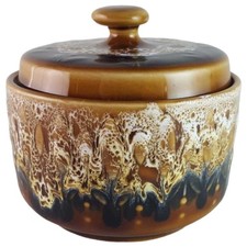 Zuckerdose Sarreguemines SDV France Fat Lava braun weiß schwarz