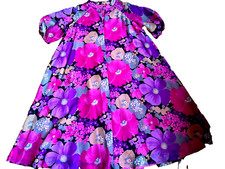 ?Vintage Hippie Kleid 60s pink Blumen A-Linie Gr. 44 Schneiderhandarbeit