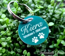 HUNDEMARKE mit Gravur individuell 1 Seitig Gravur  Hund / Katze  GRÜN Rund