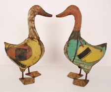 Gartenfigur Native Enten Paar Gänse Metall Upcycling Skulptur Designerstück Rost