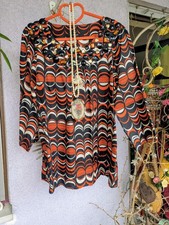 Seide Retro Long Bluse Tunika