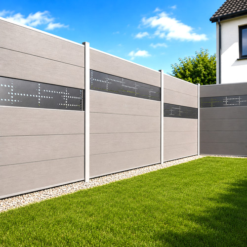 Wpc sichtschutzzaun grau - grau, xl