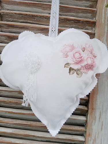 Stoffherz 26cm rosen - 26cm,