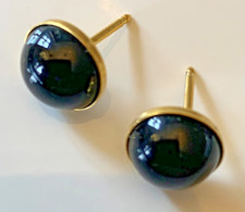 Ohr Stecker   "ONYX"  Cabochon 10 mm vergoldet