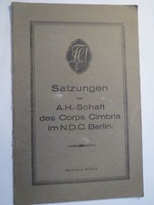 Corps Cimbria Berlin im NDC - 1925 - Satzungen der AH-Schaft / Studentika