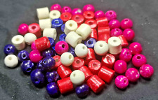 Vintage Perlenmix 70er Holz & Keramik bunt Schmuck Basteln Deko Set DIY