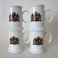 4 Tassen Becher mit Wappen Löwe Krone Porsgrund Norwegen 1885-2004 Neuzustand