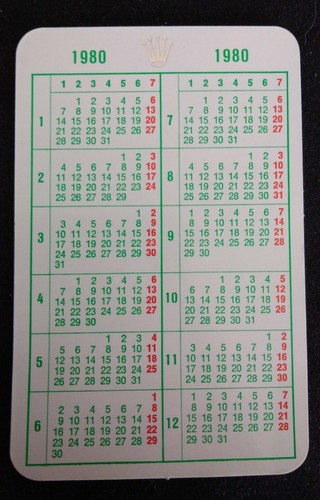 Rolex calendar calendario 1980 - rolex,