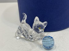  Swarovski Katze mit blauem Ball 5 cm 631856 Top Zustand mit OVP 