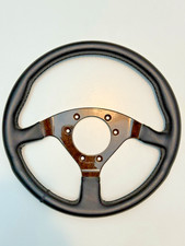 Sportlenkrad 350 mm Holzoptik/Leder – Made in France – 6-Loch MOMO-Typ