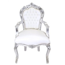 Barockstuhl Stuhl Weiß Silber