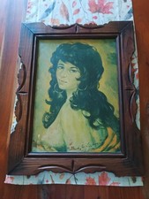 Sehr Schönes  altes Wandbild "Schöne Frau" im  Holzrahmen