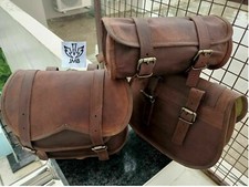 Motorrad Echt Leder 3 Seiten Satteltaschen Werkzeugtasche Packtaschen Braun T...