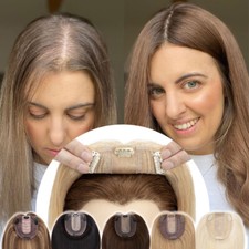 Damen 100% Echthaar Toupet Toupee Topper Clip In Remy Human Hair Haarteile dick