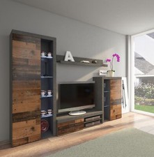 Rumba Wohnwand Schrankwand Anbauwand Wohnkombi Wohnzimmer Old Wood + Matera 