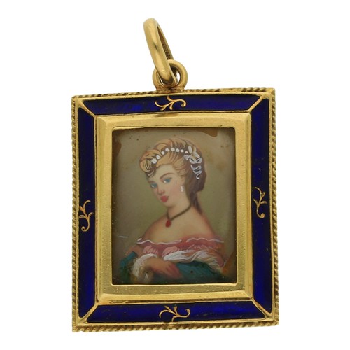 750 gold anhänger emaille - gold,