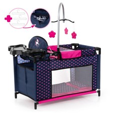 Multibett für Puppen bis 46cm blau Einhorn  Puppenbett Schrank Reisebett 62654AA