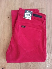 Lee Damen Hose Cord W30 L33 Jade Skinny Tube Slim Cordhose Cordury Rot Neu E4