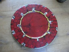 rare XL Grünstadt Keramik Design Wandteller Fat Lava 60er 70er Wall Plate rot