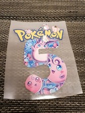 Bügelbild Pokémon Pummeluff Happy Birthday Zahl 5 Tshirt Stoff Folie Geburtstag