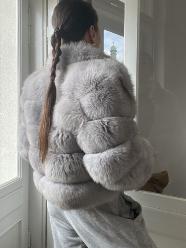 Fuchspelzjacke grau neu - fuchspelzjacke,
