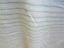 17m Gardine Stoff Store Dekostoff Vorhang B 140cm weiß hellblau/türkis Meterware