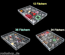 Acryl Schmucklade Schaukasten Vorlagebrett mit Deckel  Fächern