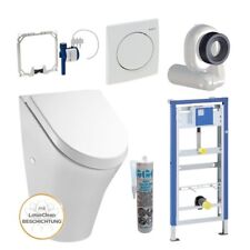 Urinal m. Deckel Pissoir Wandelement Drückerplatte Siphon Komplett Set nach Wahl
