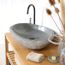 Flussstein Naturstein Aufsatz-Waschbecken ca. 70 cm Steinwaschbecken wohnfreuden