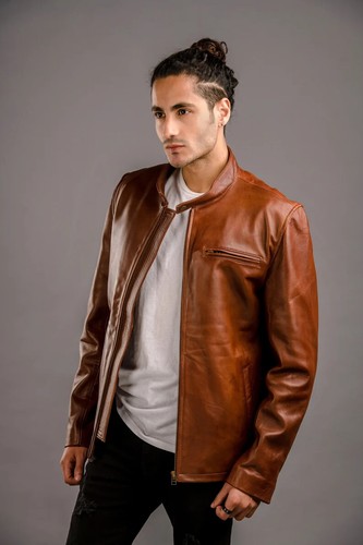 Stilvolle braune lederjacke - braune,