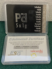 TOP  5x 1g Palladiumbarren in Schaubox + Zertifikat Wertanlage wie Gold Geschenk