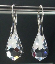 Echt Silber Ohrringe mit Swarovski® Kristallen Tropfen schlicht in Schmuck Box