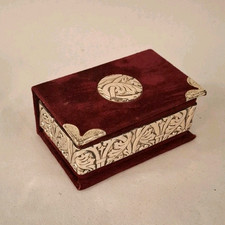 Kleine vintage Schmuckschatulle Schatulle rotes Samt Silber 925 Silberschläge