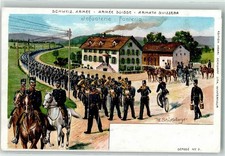 13903592 - Schweizer Armee Infantrie Soldat Uniform Trompete Tuba Fahrrad W.