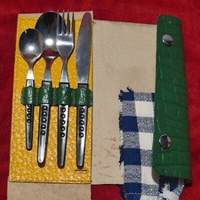 DDR Smalcalda Reisebesteck Camping - Besteck grün Dachbodenfund