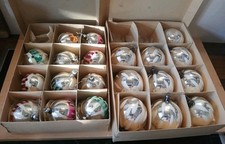 21 x  bunte und silberne Weihnachtskugeln Lauscha weiß besprüht, Sterne, OVP