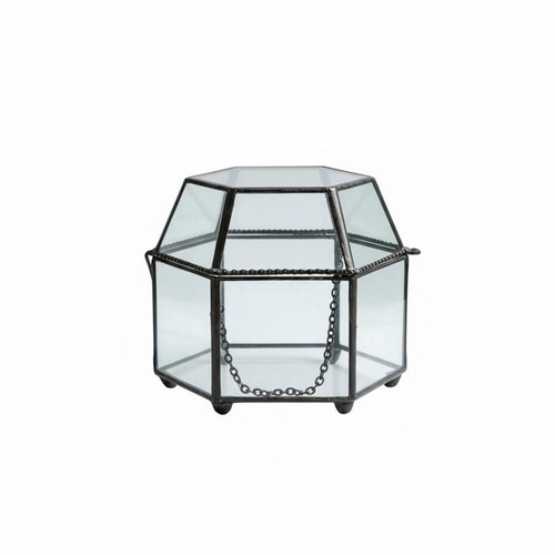 Sechseckige glasbox mit - sechseckige,