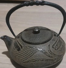 Iwachu Tetsubin-Teekanne aus Gusseisen mit Libellenmuster in Grau Braun