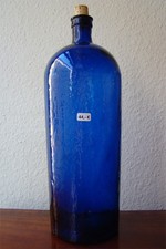 222❚ antike blaue große Glasflasche, Apothekenflasche um 1900