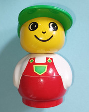 Lego Duplo Primo Figur Mann Latzhose rot Shirt weiß