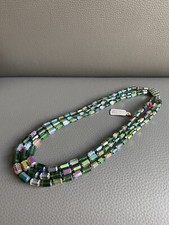 Kette Halskette Würfelkette Cube grünlich Blei Kristall Swarovski, um 1970 NEU!