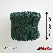 1,6 x 100-400 mm GRÜN Drilldraht Rödeldraht Ösendraht Bindedraht 100-1000 Stück