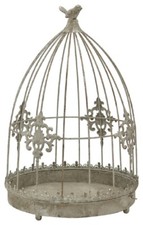 nostalgische Garten-Krone Pflanz-Krone Metallteller mit Haube shabby grauweiß 