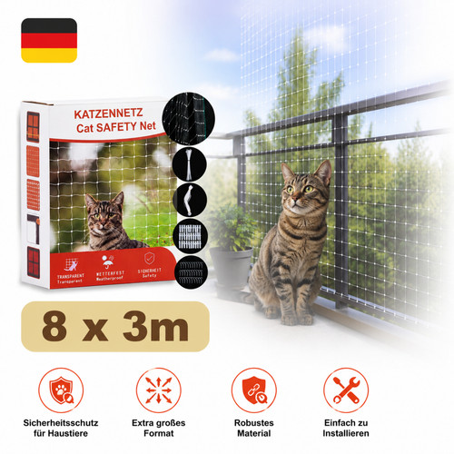 Katzennetz 8x3m diy wetterfest - katzennetz,