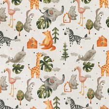 Jacquard Tischdecke beschichtete Baumwolle JUNIOR Zoo Kids Elefant Zebra Giraffe