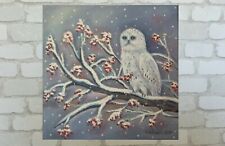 RED BERRIES 50x50cm, Kunst Eule Schneeeule Winterbild Bild    Christiane Schwarz