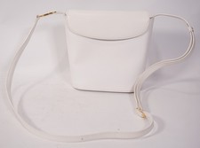 Vintage original Gold-Pfeil Goldpfeil Design Damen Leder Handtasche weiß Italy