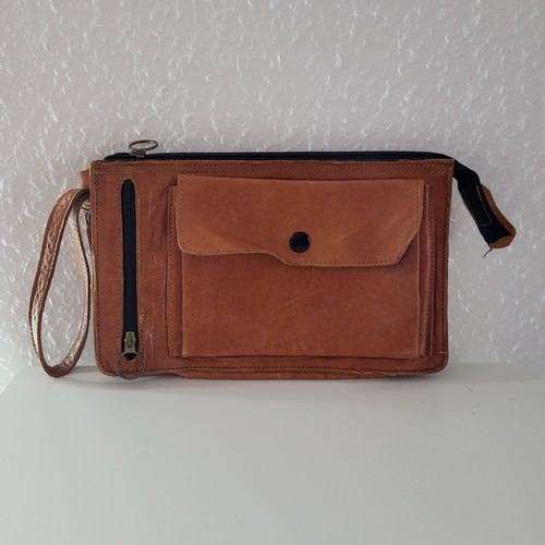 Leder clutch cognac - clutch,
