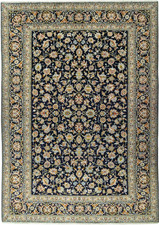 Perserteppich Kashan Kork 358 x 256 cm Orientteppich Top Zustand - Dunkelblau
